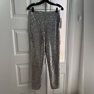 Aqua Silver Sequin Skinny Pants